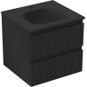 Mexen Rivel Badezimmerschrank 50 cm mit Waschbecken Vela, 2 Schubladen, gerillt, schwarz matt - 91A20-05047-2-BFF71-W23M71