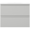 Mexen Rivel Badezimmerschrank 60 cm mit Waschbecken Vela, 2 Schubladen, gerillt, grau matt/weiß matt