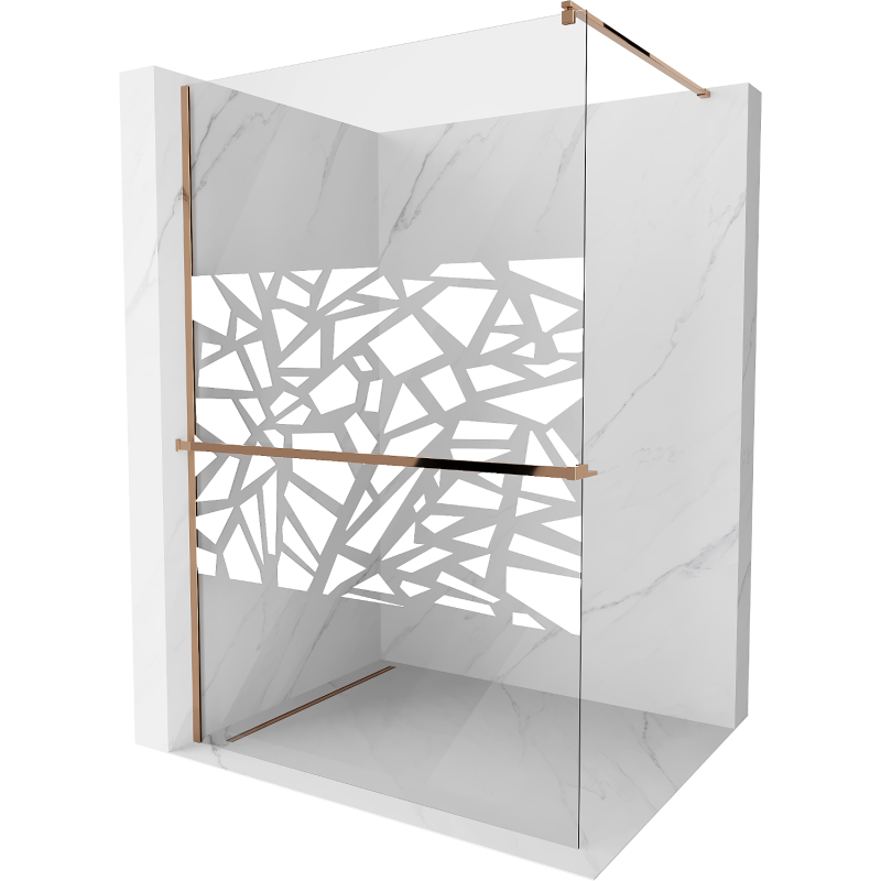 Mexen Kioto+ Duschwand mit Ablage Walk-in 80 x 200 cm, weißes Muster, Roségold - 800-080-121-60-85