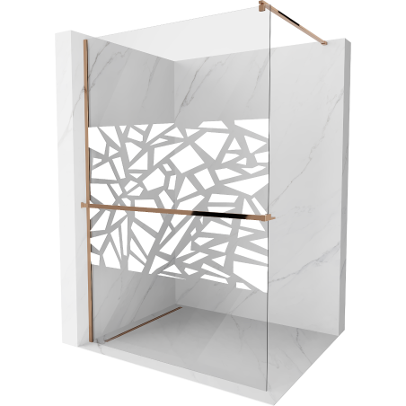 Mexen Kioto+ Duschwand mit Regal Walk-in 100 x 200 cm, weißes Muster, Roségold - 800-100-121-60-85