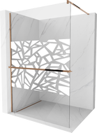 Mexen Kioto+ Duschwand mit Regal Walk-in 100 x 200 cm, weißes Muster, Roségold - 800-100-121-60-85