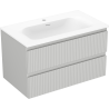 Mexen Rivel Badezimmerschrank 80 cm mit Waschbecken Vela, 2 Schubladen, gerillt, graumatt/weißmatt - 91A20-08047-2-BFF62-W23M01