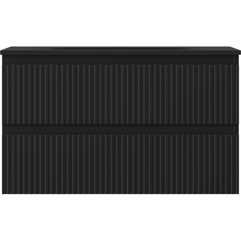 Mexen Rivel Badschrank 80 cm mit Waschbecken Vela, 2 Schubladen, geriffelt, schwarz matt - 91A20-08047-2-BFF71-W23M71