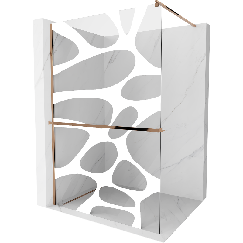 Mexen Kioto+ Duschwand mit Ablage Walk-in 80 x 200 cm, weiße Welle, Roségold - 800-080-121-60-97