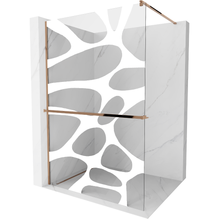 Mexen Kioto+ Duschwand mit Ablage Walk-in 80 x 200 cm, weiße Welle, Roségold - 800-080-121-60-97