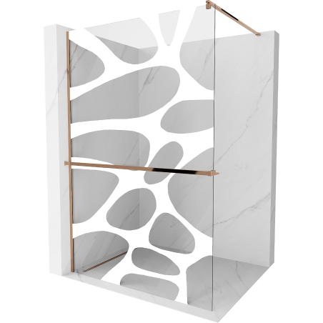Mexen Kioto+ Duschwand mit Ablage Walk-in 110 x 200 cm, weiße Welle, Roségold - 800-110-121-60-97