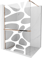 Mexen Kioto+ Duschwand mit Ablage Walk-in 110 x 200 cm, weiße Welle, Roségold - 800-110-121-60-97