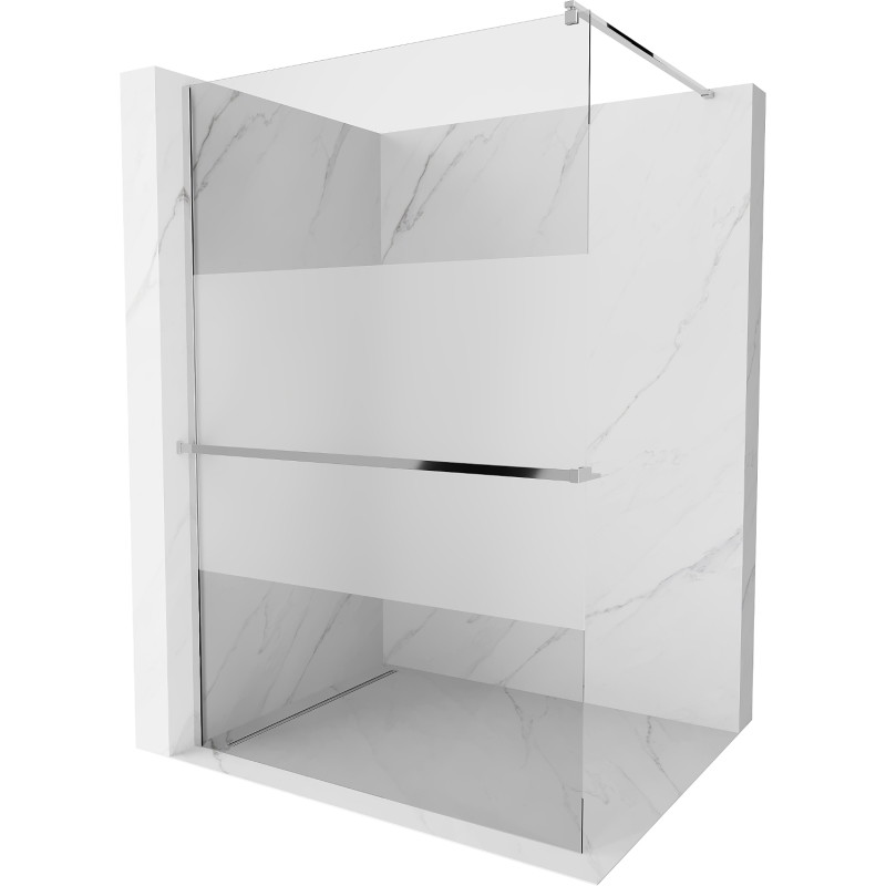 Mexen Kioto+ Duschwand mit Ablage Walk-in 140 x 200 cm, transparent/gefrostet, Chrom - 800-140-121-01-35