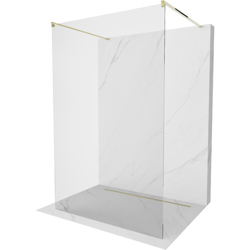 Mexen Kioto freistehende Duschwand 100 x 200 cm, transparent 8 mm, gold - 800-100-002-50-00