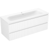Mexen Rivel Badezimmerschrank 120 cm mit Waschbecken Vela, 2 Schubladen, geriffelt, weiß matt - 91A20-12047-2-BFF01-W23M01
