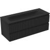 Mexen Rivel Badezimmerschrank 120 cm mit Waschbecken Vela, 2 Schubladen, geriffelt, schwarz matt - 91A20-12047-2-BFF71-W23M71