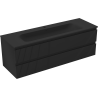 Mexen Rivel Badezimmerschrank 140 cm mit Waschbecken Vela, 2 Schubladen, geriffelt, schwarz matt - 91A20-14047-2-BFF71-W23M71
