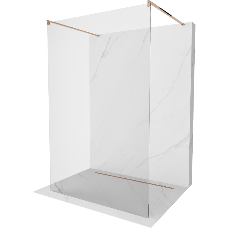 Mexen Kioto freistehende Duschwand 130 x 200 cm, transparent 8 mm, Roségold - 800-130-002-60-00