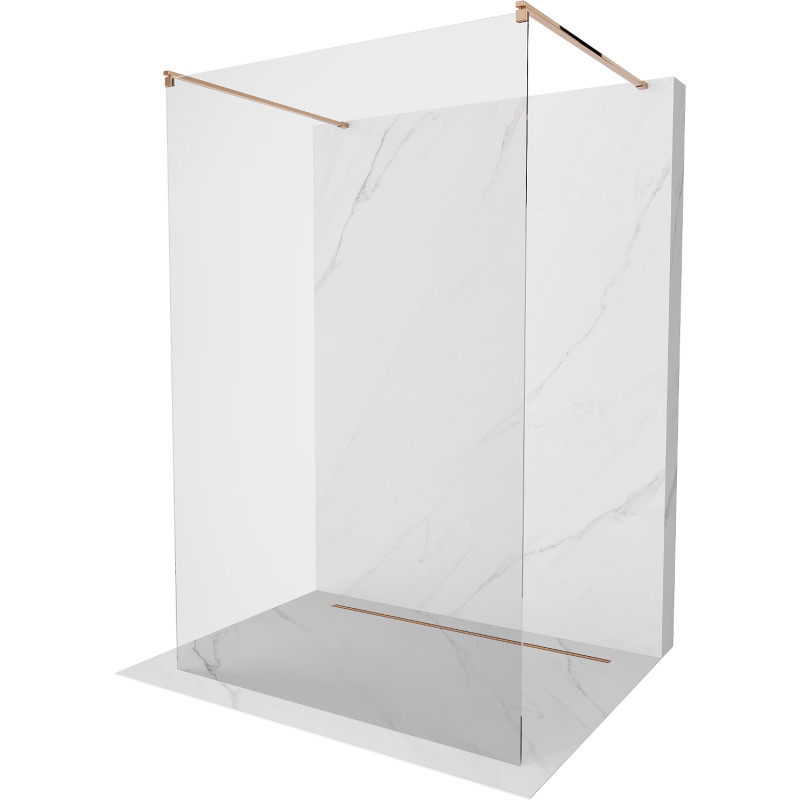 Mexen Kioto freistehende Duschwand 140 x 200 cm, transparent 8 mm, Rosé Gold - 800-140-002-60-00