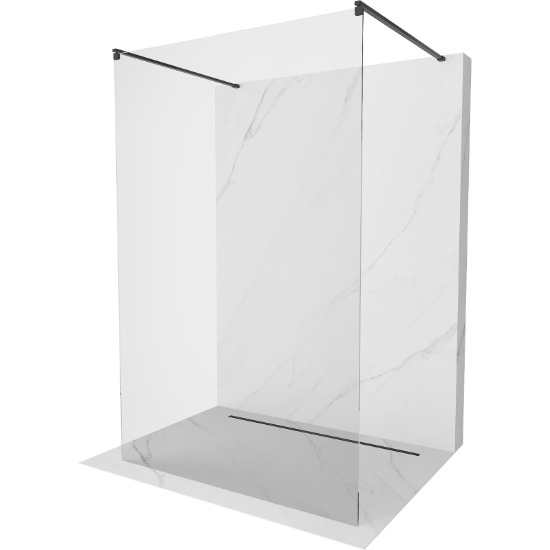Mexen Kioto freistehende Duschwand 160 x 200 cm, transparent 8 mm, schwarz - 800-160-002-70-00