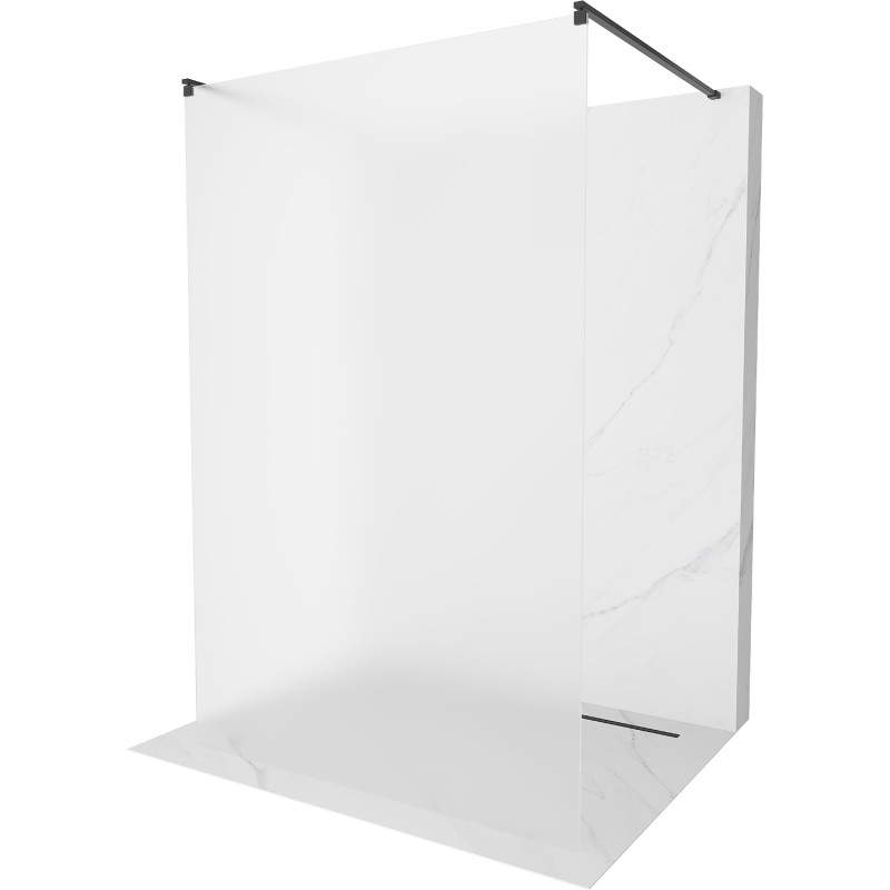 Mexen Kioto freistehende Duschwand 110 x 200 cm, Milchglas 8 mm, schwarz - 800-110-002-70-30