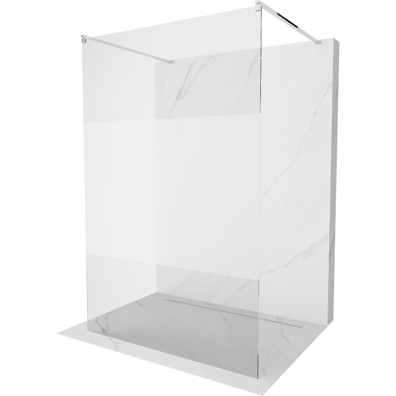 Mexen Kioto freistehende Duschwand 100 x 200 cm, transparent/gefroren 8 mm, chrom - 800-100-002-01-35