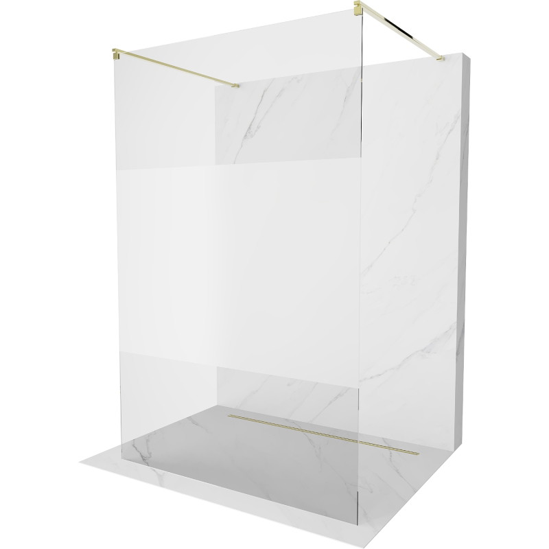 Mexen Kioto freistehende Duschwand 120 x 200 cm, transparent/matt 8 mm, gold - 800-120-002-50-35