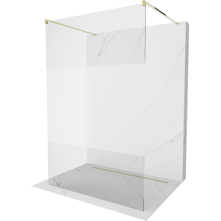 Mexen Kioto freistehende Duschwand 120 x 200 cm, transparent/matt 8 mm, gold - 800-120-002-50-35
