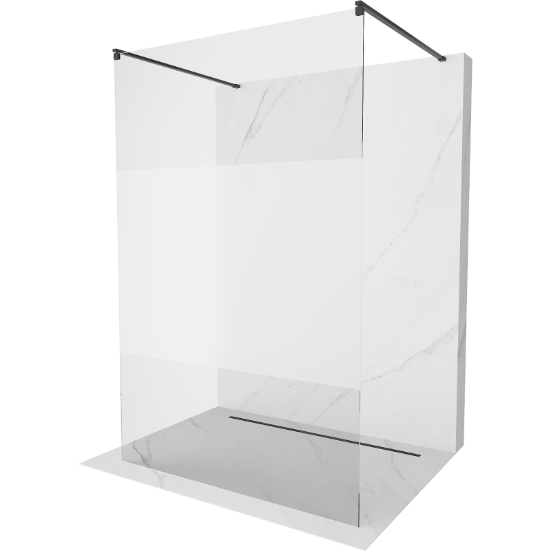 Mexen Kioto freistehende Duschwand 120 x 200 cm, transparent/matt 8 mm, schwarz - 800-120-002-70-35