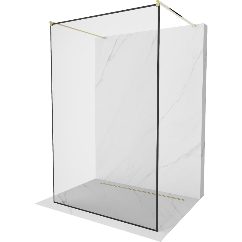 Mexen Kioto Freistehende Duschwand 120 x 200 cm, schwarzer Rahmen 8 mm, gold - 800-120-002-50-70