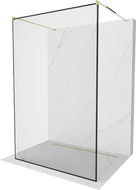 Mexen Kioto Freistehende Duschwand 120 x 200 cm, schwarzer Rahmen 8 mm, gold - 800-120-002-50-70