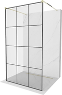 Mexen Kioto freistehende Duschwand 100 x 200 cm, schwarzes Gitter 8 mm, gold - 800-100-002-50-77