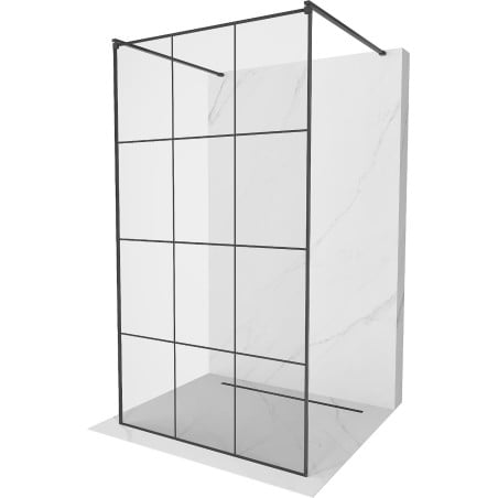 Mexen Kioto Freistehende Duschwand 100 x 200 cm, schwarzes Gitter 8 mm, schwarz - 800-100-002-70-77