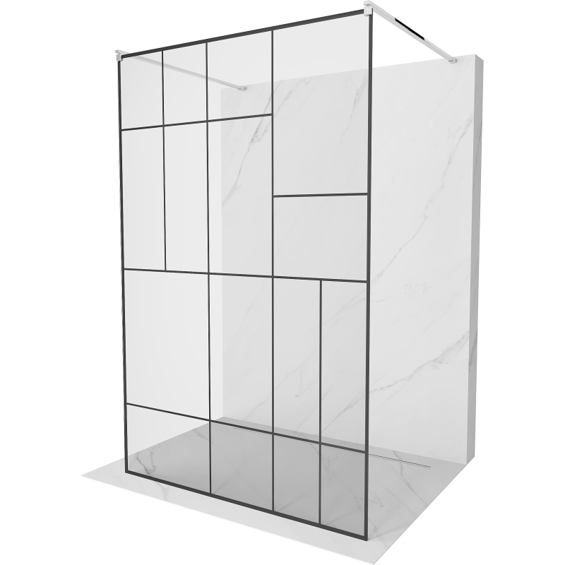 Mexen Kioto freistehende Duschwand 100 x 200 cm, schwarzes Muster 8 mm, Chrom - 800-100-002-01-78