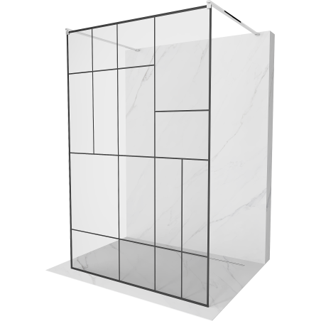 Mexen Kioto freistehende Duschwand 100 x 200 cm, schwarzes Muster 8 mm, Chrom - 800-100-002-01-78