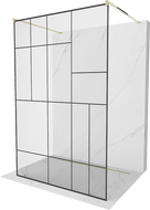 Mexen Kioto freistehende Duschwand 100 x 200 cm, schwarzes Muster 8 mm, gold - 800-100-002-50-78