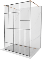 Mexen Kioto freistehende Duschwand 100 x 200 cm, schwarzes Muster 8 mm, Roségold - 800-100-002-60-78