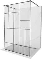 Mexen Kioto freistehende Duschwand 140 x 200 cm, schwarzes Muster 8 mm, schwarz - 800-140-002-70-78