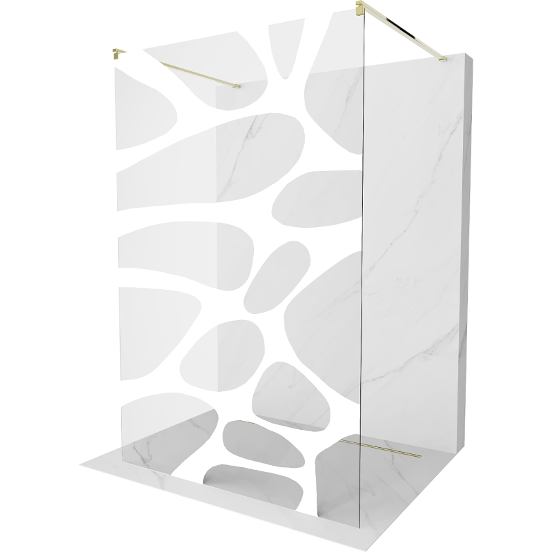 Mexen Kioto freistehende Duschwand 120 x 200 cm, weiße Welle 8 mm, gold - 800-120-002-50-97