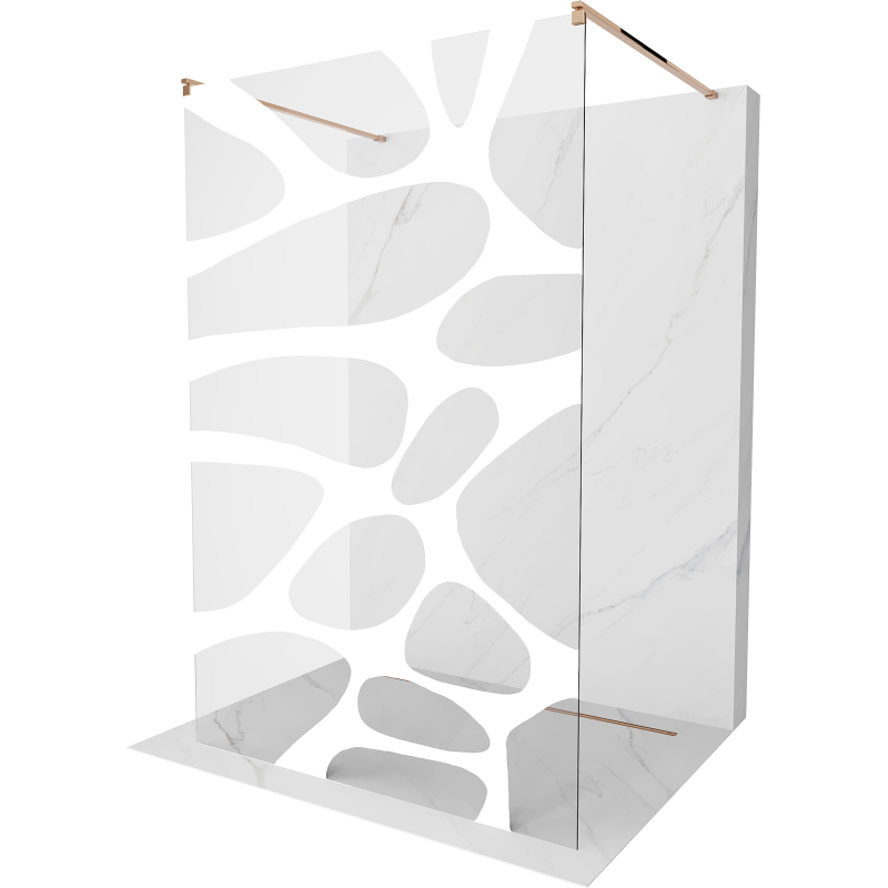 Mexen Kioto Freistehende Duschwand 140 x 200 cm, weiße Welle 8 mm, Roségold - 800-140-002-60-97
