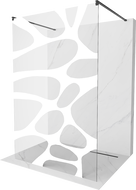 Mexen Kioto freistehende Duschwand 100 x 200 cm, weiße Welle 8 mm, schwarz - 800-100-002-70-97