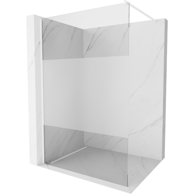 Mexen Kioto Duschwand Walk-in 120 x 200 cm, transparent/matt 8 mm, weiß - 800-120-101-20-35