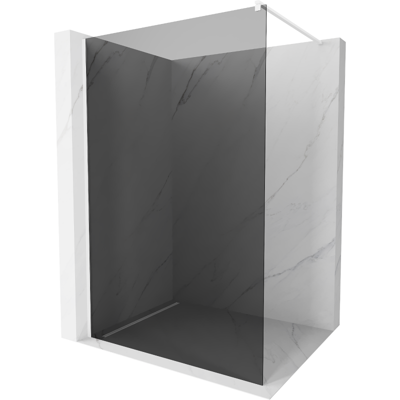 Mexen Kioto Duschwand Walk-In 70 x 200 cm, Grafit 8 mm, Weiß - 800-070-101-20-40