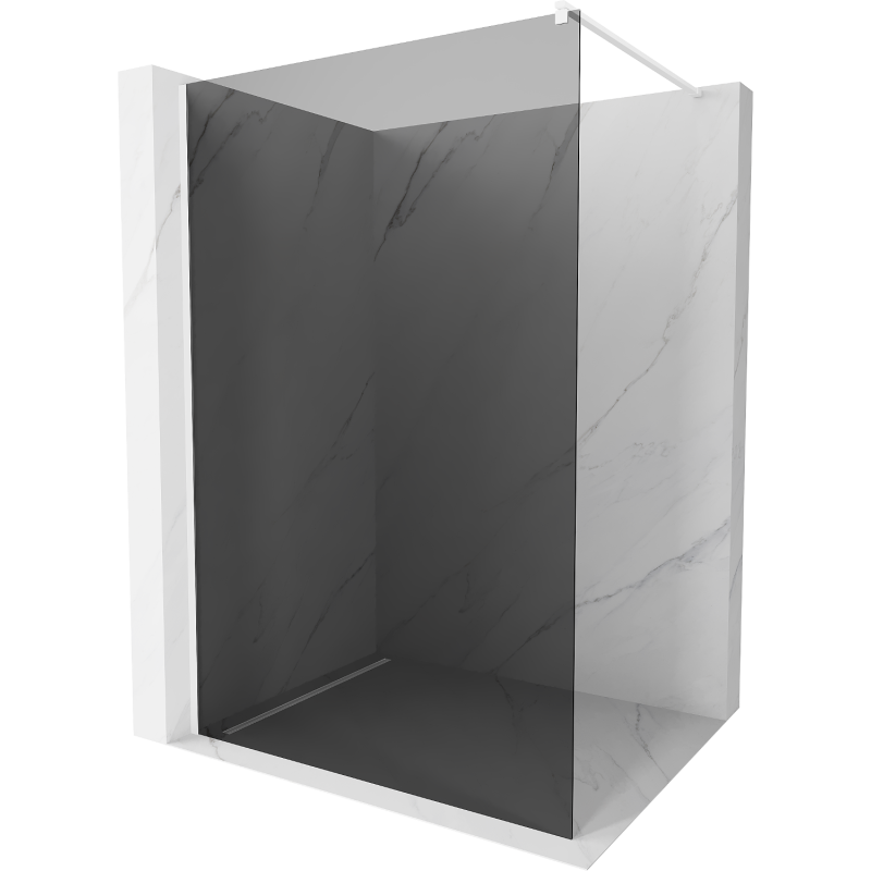 Mexen Kioto Duschwand Walk-In 80 x 200 cm, Graphit 8 mm, Weiß - 800-080-101-20-40