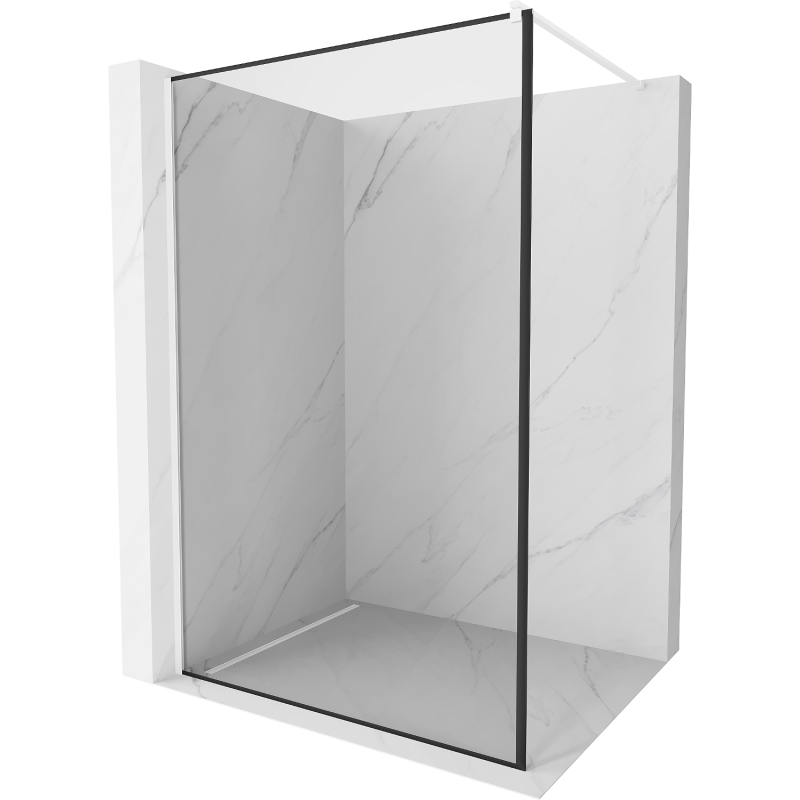 Mexen Kioto Duschwand Walk-in 90 x 200 cm, schwarzer Rahmen 8 mm, weiß - 800-090-101-20-70