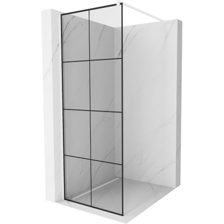 Mexen Kioto Duschwand Walk-in 70 x 200 cm, schwarzes Gitter 8 mm, weiß - 800-070-101-20-77