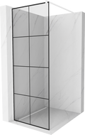 Mexen Kioto Duschwand Walk-in 80 x 200 cm, schwarzes Gitter 8 mm, weiß - 800-080-101-20-77