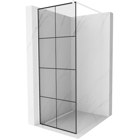 Mexen Kioto Duschrückwand Walk-in 90 x 200 cm, schwarzes Gitter 8 mm, weiß - 800-090-101-20-77