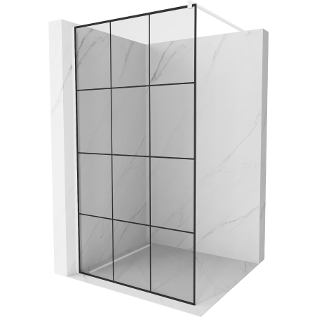 Mexen Kioto Duschwand Walk-in 120 x 200 cm, schwarzes Gitter 8 mm, weiß - 800-120-101-20-77
