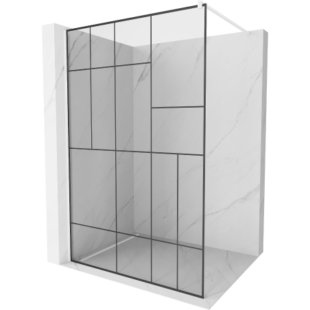 Mexen Kioto Duschwand Walk-in 70 x 200 cm, schwarzes Muster 8 mm, weiß - 800-070-101-20-78