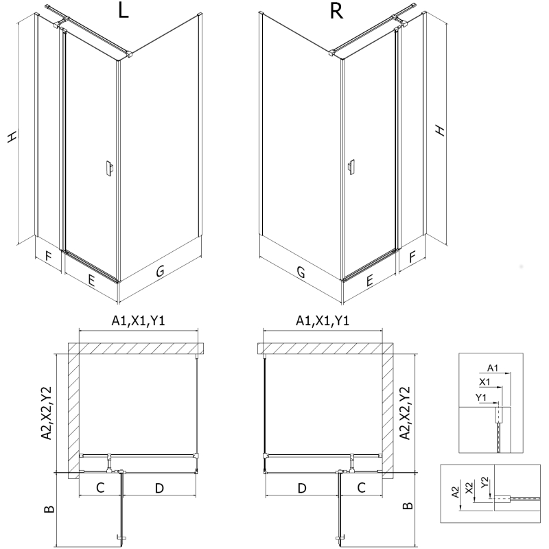 Mexen Mist T Duschkabine mit Drehtür 110 x 90 cm, transparent, Chrom - 8A4T-110-090-01-00