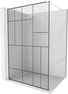 Mexen Kioto Duschwand Walk-in 100 x 200 cm, schwarzes Muster 8 mm, weiß - 800-100-101-20-78