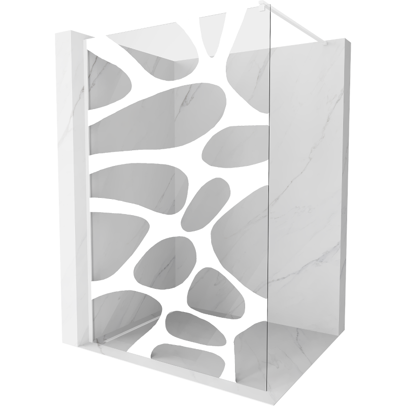 Mexen Kioto Duschwand Walk-in 70 x 200 cm, weiße Welle 8 mm, weiß - 800-070-101-20-97