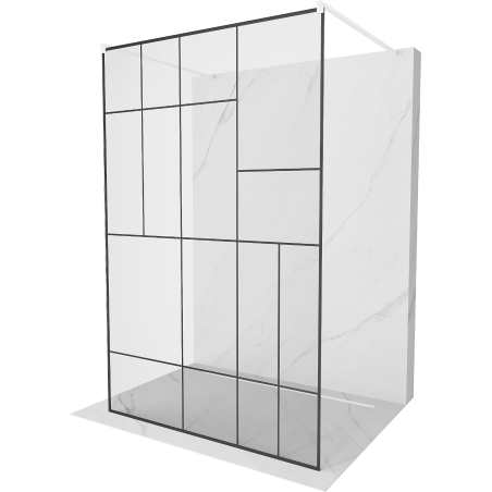 Mexen Kioto freistehende Duschwand 110 x 200 cm, schwarzes Muster 8 mm, weiß - 800-110-002-20-78