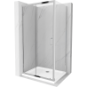 Mexen Apia Duschkabine verschiebbar 90 x 80 cm, transparent, Chrom + Duschwanne Flat - 840-090-080-01-00-4010